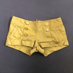XS Forever 21 Chartreuse Shorts w/ Button Accents